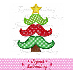 Mustache Christmas Tree Applique Machine Embroidery Design NO:1870