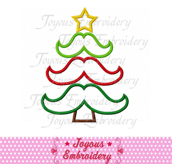 Mustache Christmas Tree Applique Machine Embroidery Design NO:1870