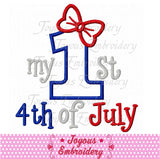 1st 4th of July Applique Machine Embroidery,Girls fourth of July applique,Independence Day applique Design NO:2125