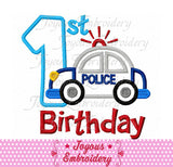 My 1st Birthday Police car Applique Machine Embroidery Design NO:2018
