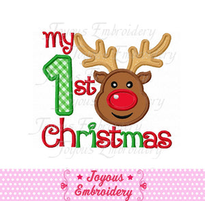 My 1st Christmas Reindeer Applique Embroidery Design NO:1595