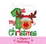 My First Christmas Reindeer Embroidery Applique Design NO:2420