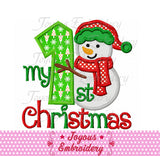 My First Christmas Snowman Embroidery Applique Design NO:2419