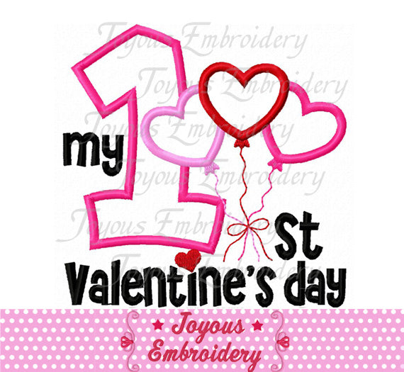 First Valentine's day Balloon Applique Embroidery Design NO:2422 ...