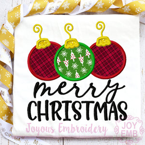Merry Christmas Ornament Applique Machine Embroidery Design