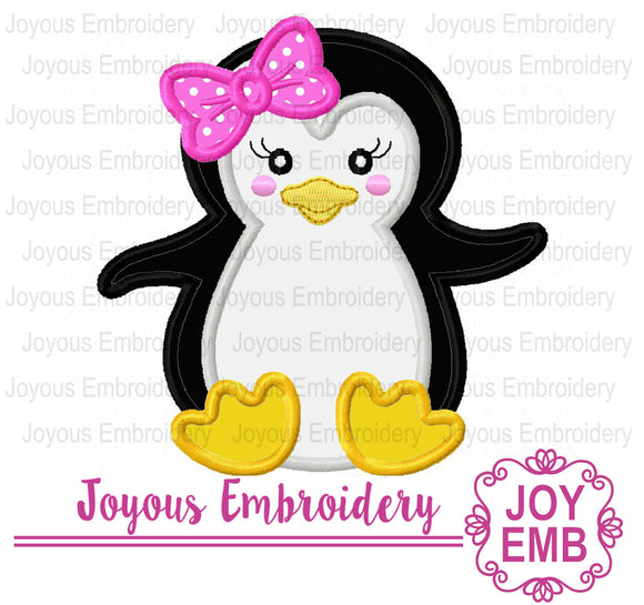 Penguin Baby For Girls Applique Machine Embroidery Design NO:2690
