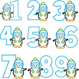 Penguin Numbers1-9 Applique Machine Embroidery Design NO:1272
