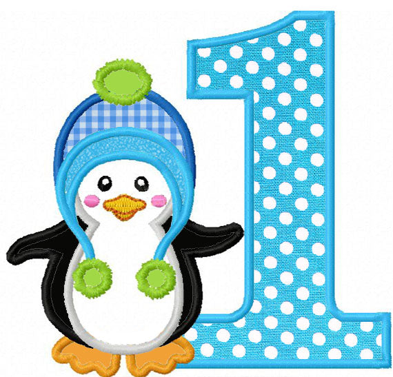 Penguin Numbers1-9 Applique Machine Embroidery Design NO:1272