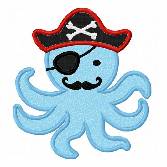 Instant Download Octopus Pirate Applique Embroidery Design,Octopus applique,Pirate applique,Birthday Boys applique design NO:1323