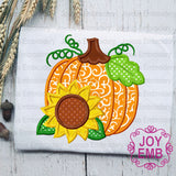 Thanksgiving Pumpkin Sunflower Applique Machine Embroidery Design NO:2692