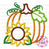 Thanksgiving Pumpkin Sunflower Applique Machine Embroidery Design NO:2692