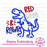 Red White and Rawr Dinosaur Machine Embroidery Design NO:3476