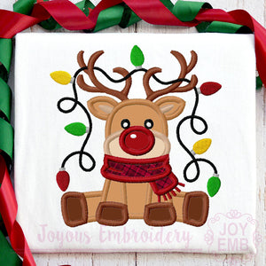 Christmas Reindeer Applique Machine Embroidery Design
