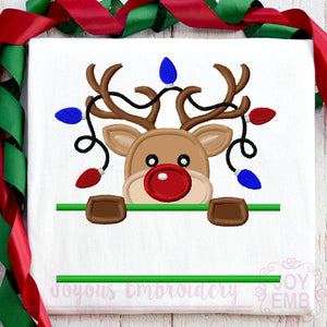 Christmas Reindeer Applique Machine Embroidery Design