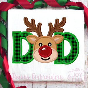 Christmas Reindeer Dad Applique Machine Embroidery Design