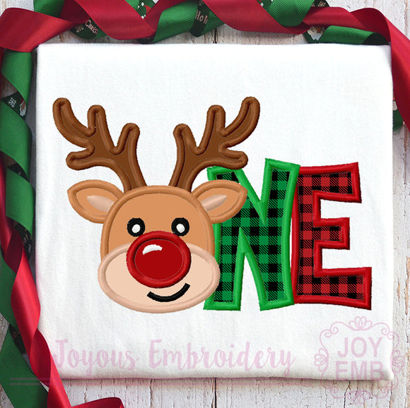 Christmas Reindeer One Applique Machine Embroidery Design