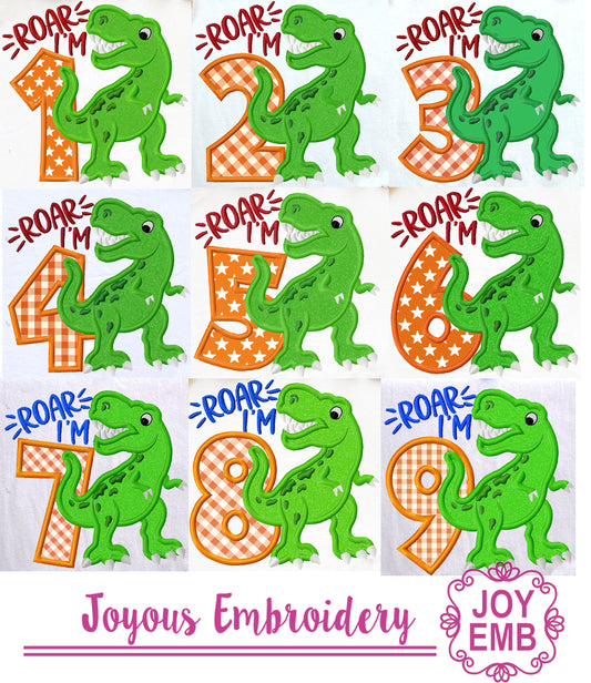 Rex Numbers Applique Machine Embroidery Design