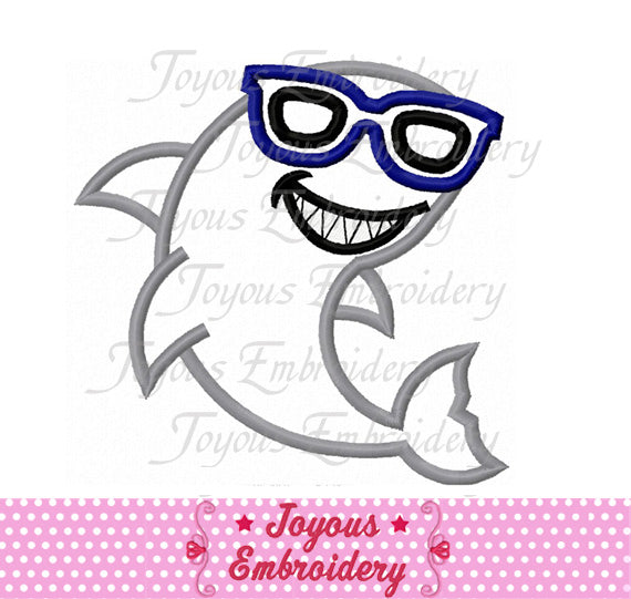 Instant Download Shark With Glasses Machine Embroidery Design NO:2493
