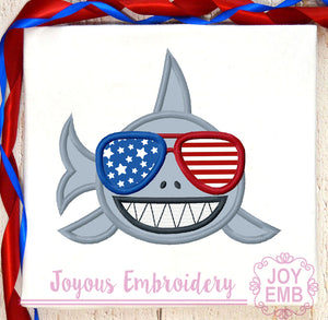 4th of July Shark Applique Machine Embroidery File