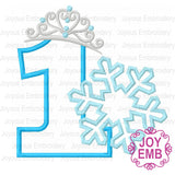 First Birthday Snowflake Number 1 Applique Machine Embroidery Design NO:2480