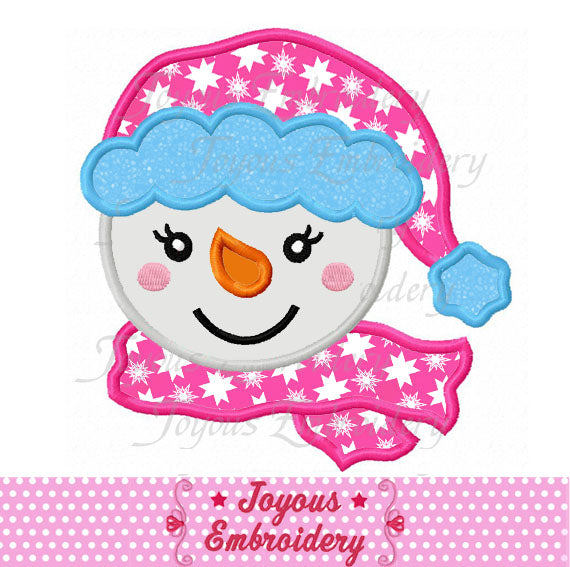 Christmas Snowman Face For Girls Applique Embroidery Design NO:1652