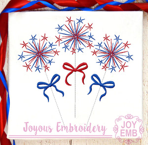 4th of July Sparklers Machine Embroidery Design