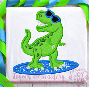 Surf Dinosaur Applique Machine Embroidery Design