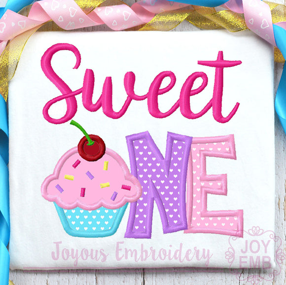 Sweet One Cupcake Applique Machine Embroidery Design
