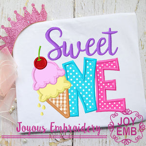 Ice Cream Sweet ONE Applique Machine Embroidery Design NO:2925