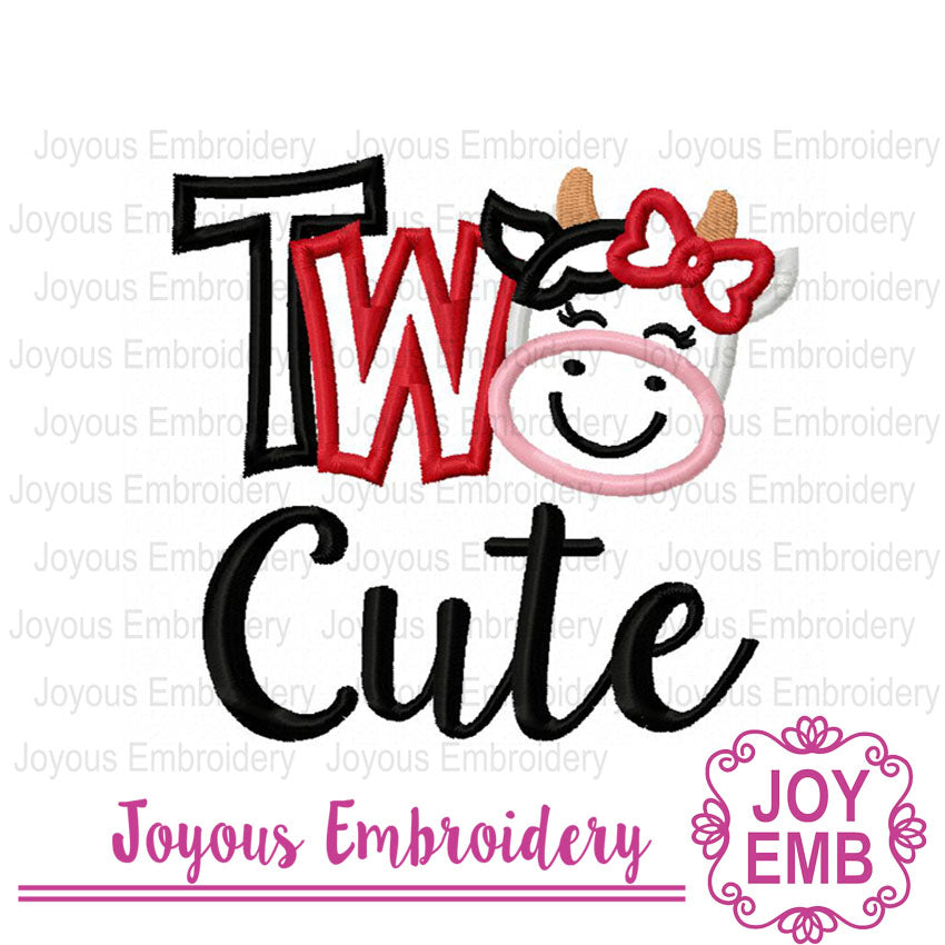 Two Cute Cow Applique Machine embroidery design NO:3047