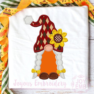 Fall Gnome Applique Machine Embroidery Design