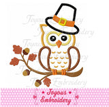Thanksgiving Owl On The Branch Applique Machine Embroidery Design NO:1216