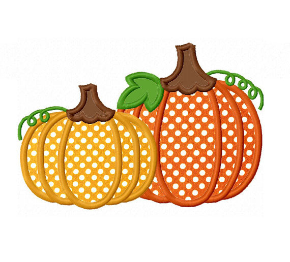 Thanksgiving Two Pumpkins Applique Machine Embroidery Design NO:1378