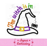 Halloween The Witch is in Hat Applique Machine Embroidery Design NO:1830