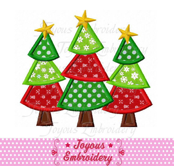 Three Christmas Trees Applique Machine Embroidery Design NO:1873