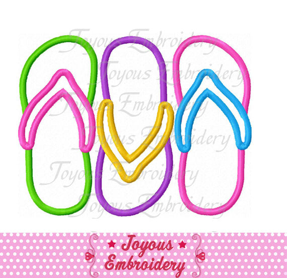 Instant Download Three Flipflops Applique Machine Embroidery Design NO:2330