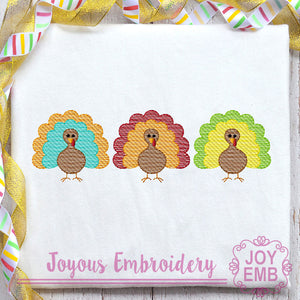 Thanksgiving Turkey Sketch Stitch Embroidery Design