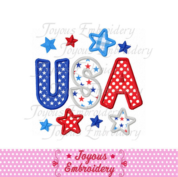 4th Of July USA Applique Embroidery Design NO:1523