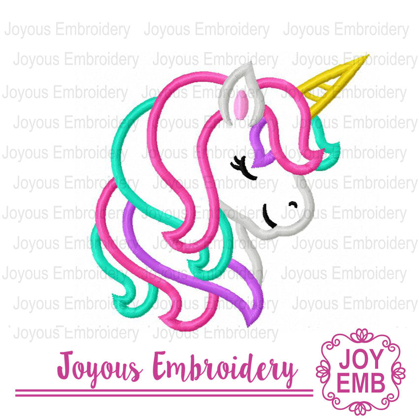 Unicorn Applique Machine Embroidery Design
