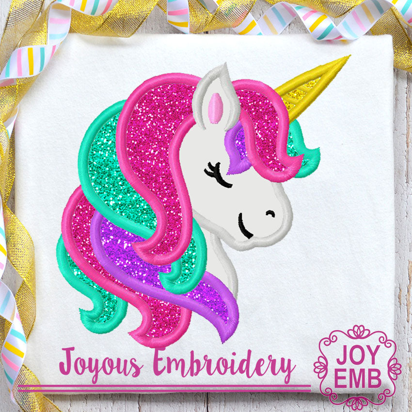 Unicorn Applique Machine Embroidery Design Joyousembroidery 4599