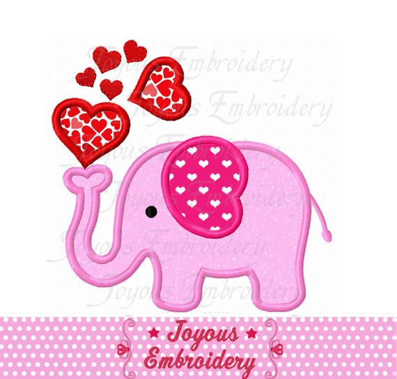 Valentines day Elephant Applique Embroidery Design NO:2252