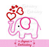 Valentines day Elephant Applique Embroidery Design NO:2252