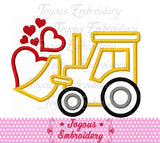 Valentines day Bulldozer Heart Applique Embroidery Design NO:2251