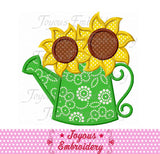 Instant Download Watering can sunflower Applique Machine Embroidery Design NO:2597