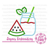 Watermelon Jar Applique ,Watermelon Applique,Sweet summer time applique,Machine embroidery file NO:3016