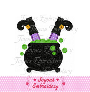 Halloween Witch In Cauldron Applique Machine Embroidery Design NO:1385
