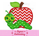 Back To School Worm Applique Machine Embroidery Design