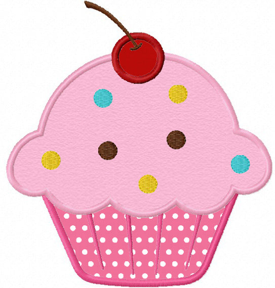 Cupcake Birthday Cake Applique Machine Embroidery Design NO:1133