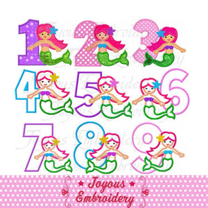 Mermaid Numbers Applique Machine Embroidery Design NO:1750