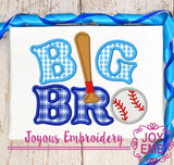 Big Brother With Baseball Applique Machine Embroidery Design NO:1289